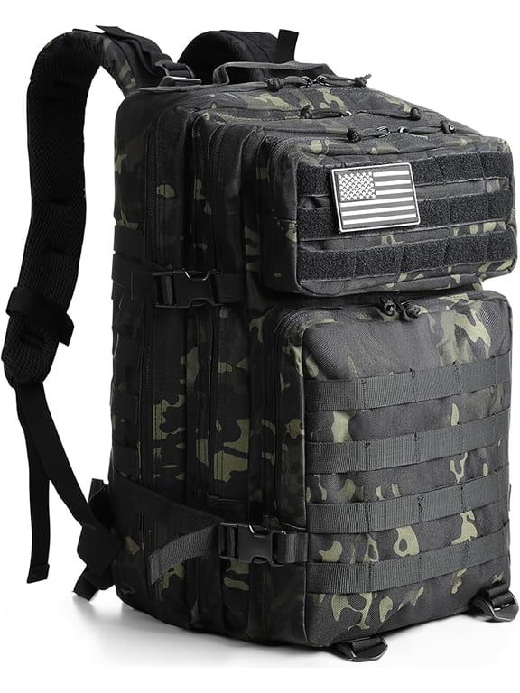 Men'S Military Tactical Backpack 45l 3-Day Assault Bag Waterproof Travel Hiking Backpack Camo