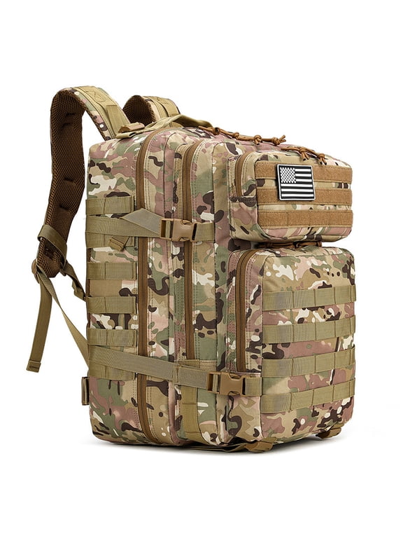 Men'S Military Tactical Backpack 45l 3-Day Assault Bag Waterproof Travel Hiking Backpack Camo