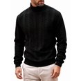thumbnail image 1 of Men'S Mock Neck Vertical Cable Knit Long Sleeve Pullover Sweater Black S, 1 of 7