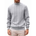 thumbnail image 1 of Men'S Mock Neck Vertical Cable Knit Long Sleeve Pullover Sweater Gray XXXL, 1 of 7