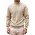thumbnail image 1 of Men'S Mock Neck Vertical Cable Knit Long Sleeve Pullover Sweater Khaki S, 1 of 7