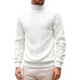 thumbnail image 1 of Men'S Mock Neck Vertical Cable Knit Long Sleeve Pullover Sweater White XXXL, 1 of 7