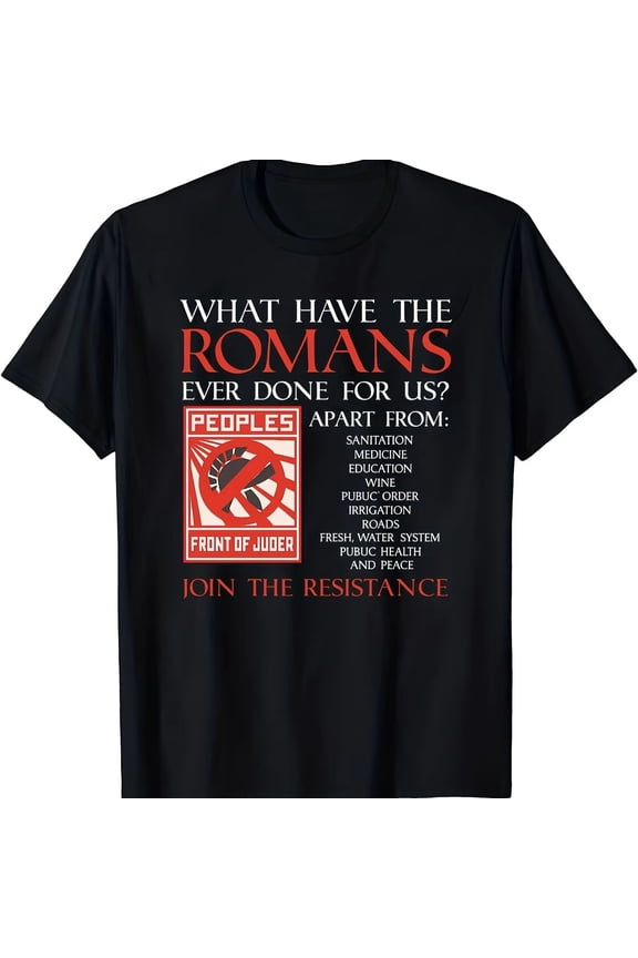 Men'S Monty Python What Did The Romans Do for Us? Funny Roman History T-Shirt Casual Fit Retro Graphic Tee