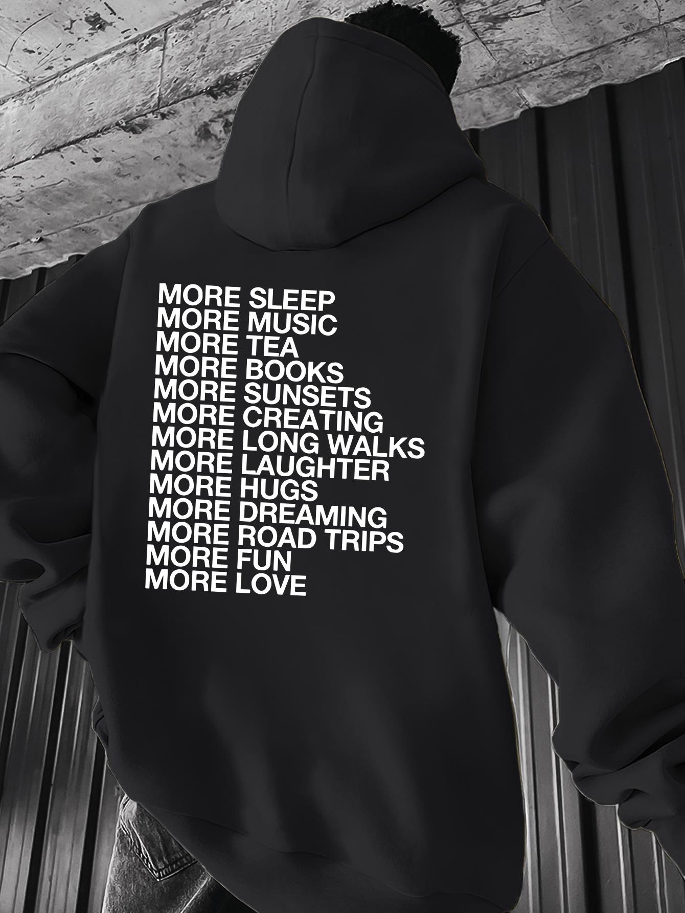 Men'S Motivational Hooded Sweatshirt with Positive Affirmations Back Print (Sleep More, Eat Healthy, Exercise, Love More) - Soft Durable Fabric, Regular Fit Casual Pullover for Daily Wear, Kangaroo P