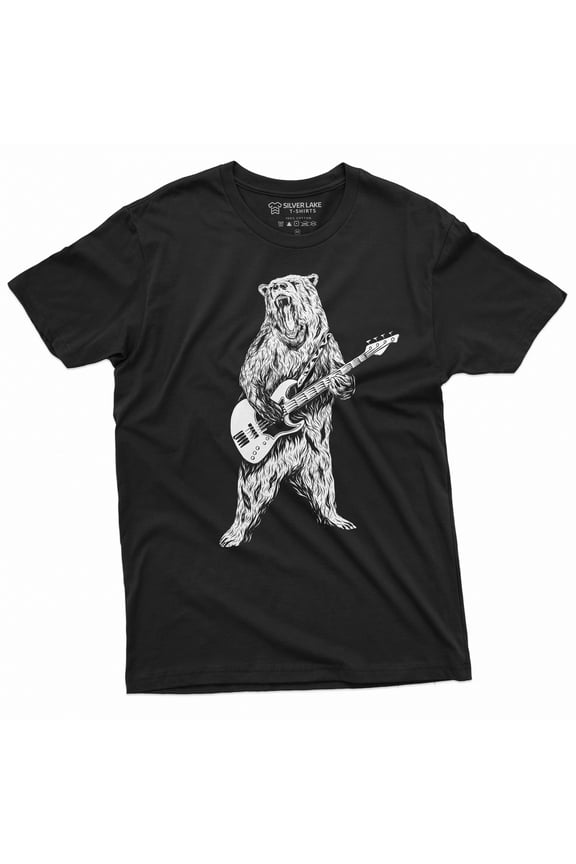 Men'S Musical Band Bear Guitarist Tee Shirt Guitar Gifts Country Music T-Shirt