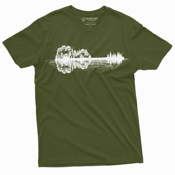 Men'S Nature Guitar Player T-Shirt Musician Country Music Band Guitarist Tee Shirt (Medium Military Green)