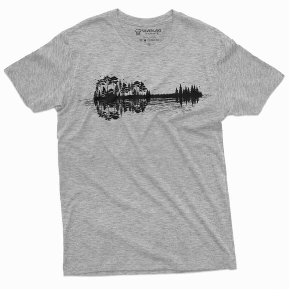 Men'S Nature Guitar Player T-Shirt Musician Country Music Band Guitarist Tee Shirt (X-Large Grey)