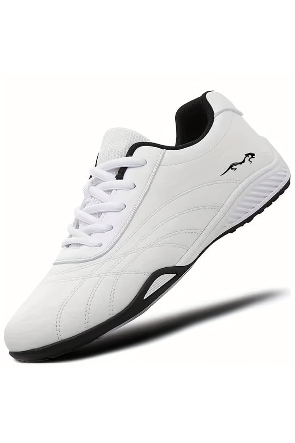 Men'S New Fashionable Sports Shoes, Versatile Lace-Up Flat Sneakers, Microfiber Synthetic Upper, Fabric Inner, TPR Sole, EVA Insole, Round Toe, Low Top, Solid Color, for Hiking, Daily, Running