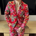 thumbnail image 1 of Men'S One-Button Floral Print Suit Set, Including a Blazer And Trousers, Perfect for Casual Parties.,Bohemian ethnic style groomsman with slim fit and handsome personality, 1 of 9