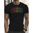 thumbnail image 1 of Men'S "PRIDE" Letter Print T-Shirt - Colorful Gay Pride Short Sleeve Crewneck, Casual Summer Tee for Daily Wear & Pride Parades, Everyday Tshirt|Bold Lettering|Stretchy Fabric, Pride Clothing, 1 of 15