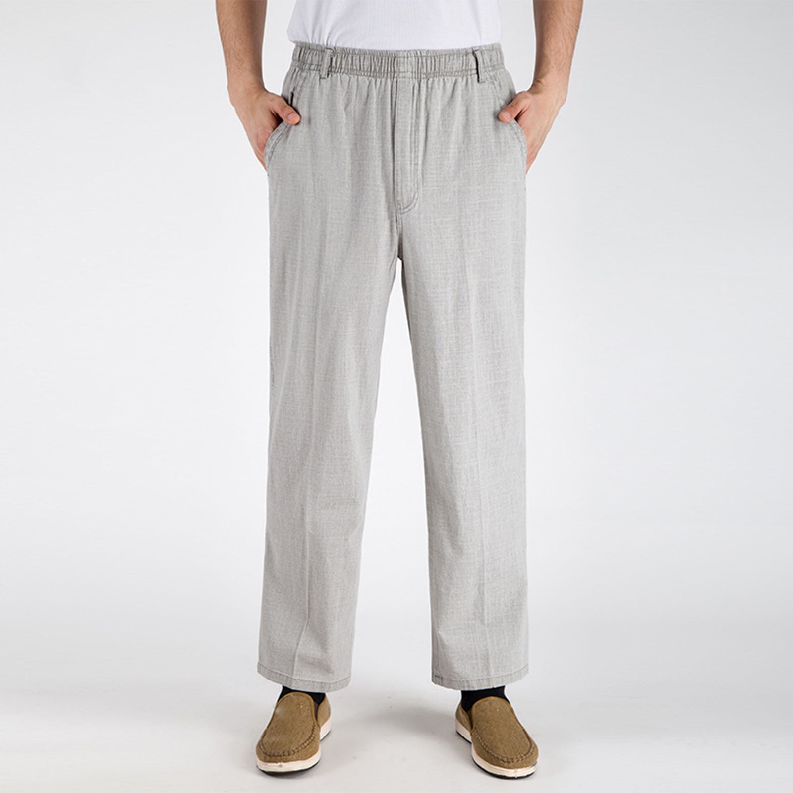 Trousers With An Elastic Waistband And Adjustable Drawstrings Tex-Grey –  SaeedAjmal