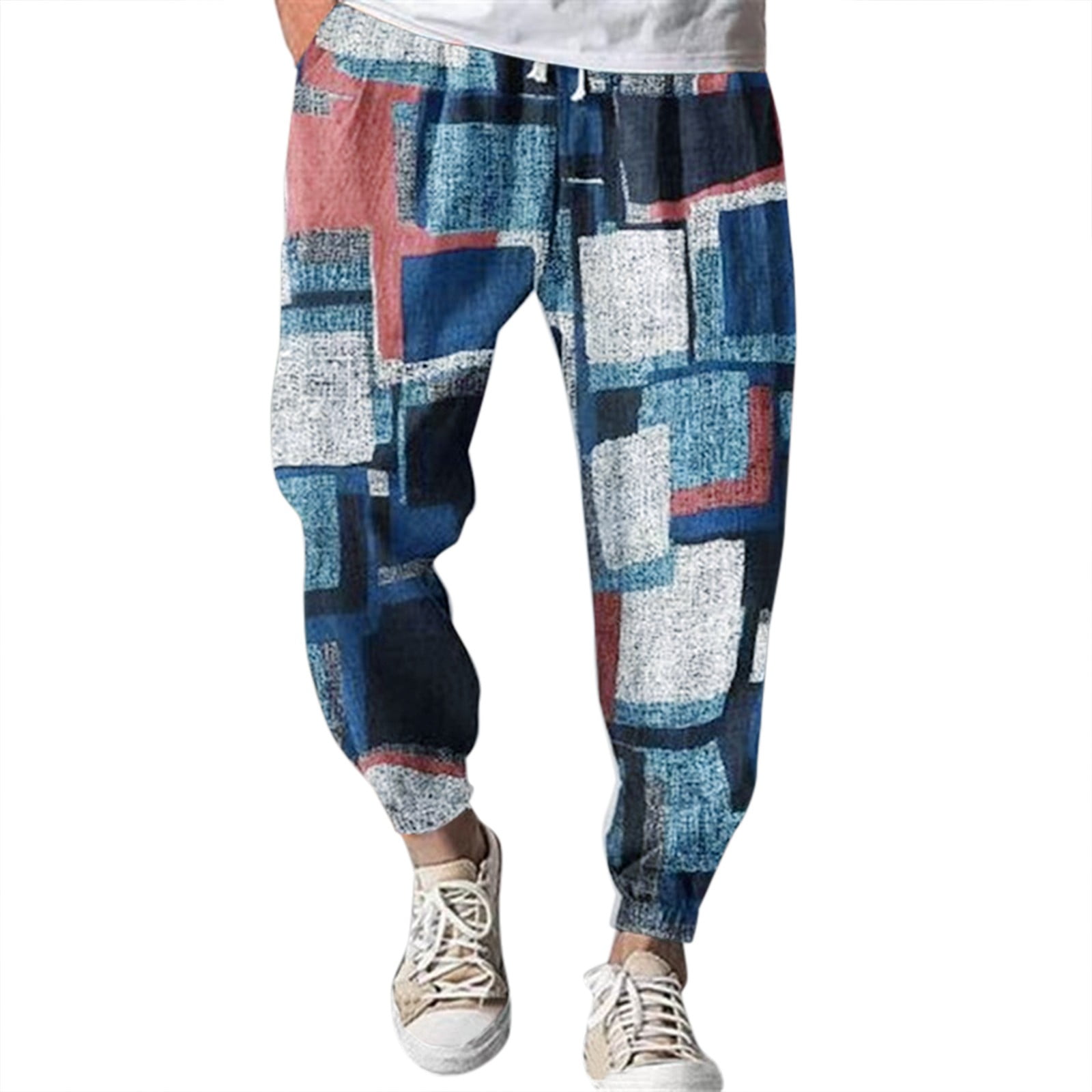 Men Casual Sport Pants Mens Pants Casual Versatile All Print Loose Plus Size Pants Fashion Beach