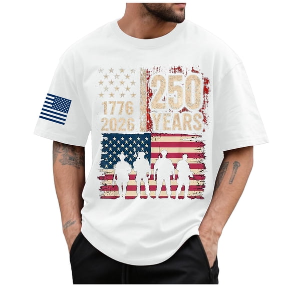 Men'S Patriotic Shirts 250th Anniversary 1776-2026 We The People Patriotic USA T-Shirt (White,L)