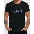 thumbnail image 1 of Men'S Plus Size "Calvin" Graphic T-Shirt - Navy Blue with White Letter Print, Casual Short Sleeve Crew Neck Tee, Stretchy Polyester Fabric for Spring & Summer, Everyday Tshirt, 1 of 1