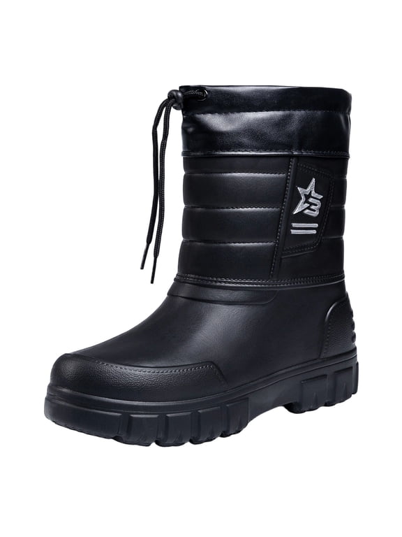 Men'S Plus Size Fleece Lined Snow Boots Soft Sole Shoes