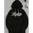 thumbnail image 1 of Men'S Plus Size Hoodie - Black with White 'Raiders' Lettering - Loose Fit Pullover Sweatshirt, Machine Washable Hooded Sweater for Everyday & Formal Outfits - Big & Tall Friendly Casual Wear,, 1 of 5