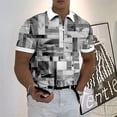 thumbnail image 1 of Men'S Polo Shirt Plaid Print Zip Polo T-Shirt Summer Short Sleeve Daily Casual Golf Shirt High Quality Tops Fashion Men Clothing, 1 of 6