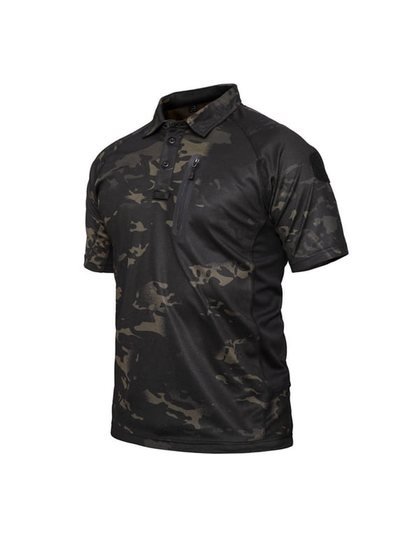 Men'S Polo Shirt Quick Dry Performance Short Sleeve Tactical Shirts Pique Jersey Golf Shirt,Camouflage 2XL