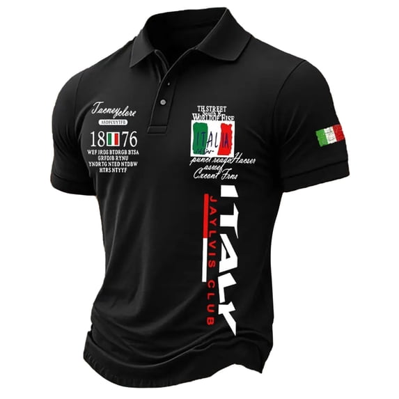 Men'S Polo Shirts Casual Wear Loose Fit Button Detail Spring Summer Male Tees