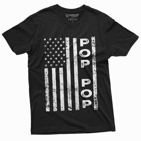 Men'S Pop Us Flag Tee Shirt Poppop Fathers Day Patriotic Veteran Dad Tee Shirt (X-Large Black)