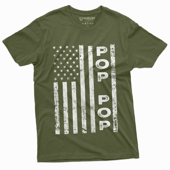 Men'S Pop Us Flag Tee Shirt Poppop Fathers Day Patriotic Veteran Dad Tee Shirt (X-Large Military Green)