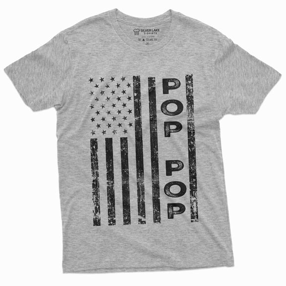 Men'S Pop Us Flag Tee Shirt Poppop Fathers Day Patriotic Veteran Dad Tee Shirt (XX-Large Grey)