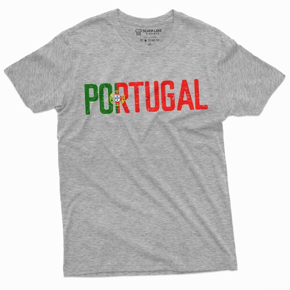 Men'S Portugal T-Shirt Portuguese Flag Coat Of Arms Soccer Football Tee Shirt Portuguesa Tee (Xx-Large Grey)