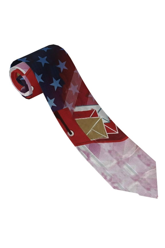 Men'S Postal Worker Us Flag Tie Fashion Causal Printed Necktie