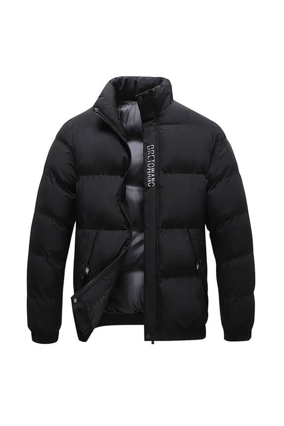 Men’S Puffer Jacket Warm Down Alternative Insulated Coat Packable Water-Resistant & Windproof Winter Outerwear with Zipper Pockets A-Black 4XL