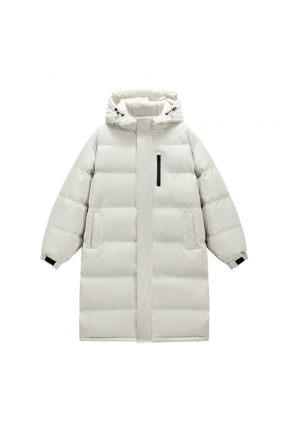 Men'S Puffer Jacket Waterproof Winter Puffy Coats Mid-Long Ski Parka With Hooded Pockets Windproof Insulated Jackets