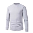 thumbnail image 1 of Men'S Pullover Fashionable Round Neck Solid Color Elastic Knit Sweater Top Loose Fit Long Sleeved Winter Warmth, 1 of 1