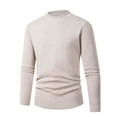 thumbnail image 1 of Men'S Pullover Fashionable Round Neck Solid Color Elastic Knit Sweater Top Loose Fit Long Sleeved Winter Warmth, 1 of 1