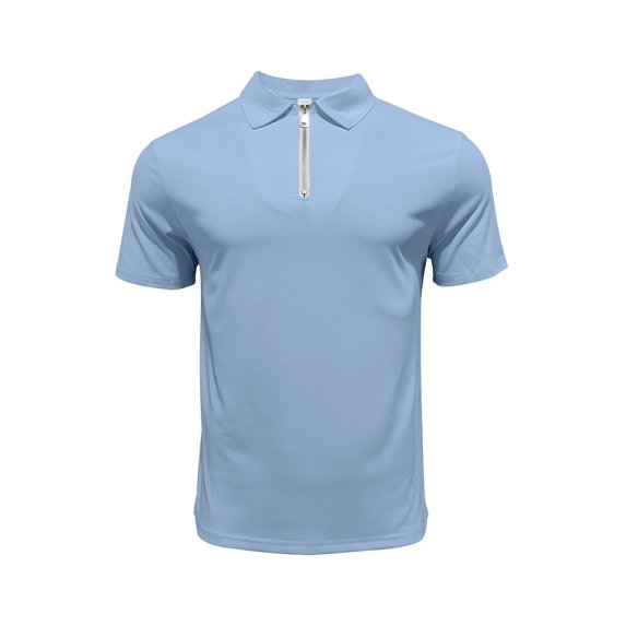 Men'S Quarter Zip Short Sleeve Top & Jogger Pants 2 Piece Outfit Light Blue XL