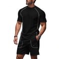 thumbnail image 1 of Men'S Quick Dry Breathable Athletic Tracksuits Short Sleeve T Shirt And Shorts Set For Summer Running Workout And Gym Training,Black,XXXL, 1 of 8