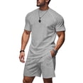 thumbnail image 1 of Men'S Quick Dry Breathable Athletic Tracksuits Short Sleeve T Shirt And Shorts Set For Summer Running Workout And Gym Training,Light Gray,L, 1 of 7
