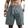 thumbnail image 1 of Men'S Quick Dry Elastic Waist Drawstring Loose Fit Athletic Gym Shorts Green M, 1 of 6