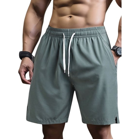 Men'S Quick Dry Elastic Waist Drawstring Loose Fit Athletic Gym Shorts Green M
