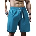 thumbnail image 1 of Men'S Quick Dry Elastic Waist Drawstring Loose Fit Athletic Gym Shorts Lake Blue XXL, 1 of 5