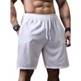 thumbnail image 1 of Men'S Quick Dry Elastic Waist Drawstring Loose Fit Athletic Gym Shorts White 5XL, 1 of 5