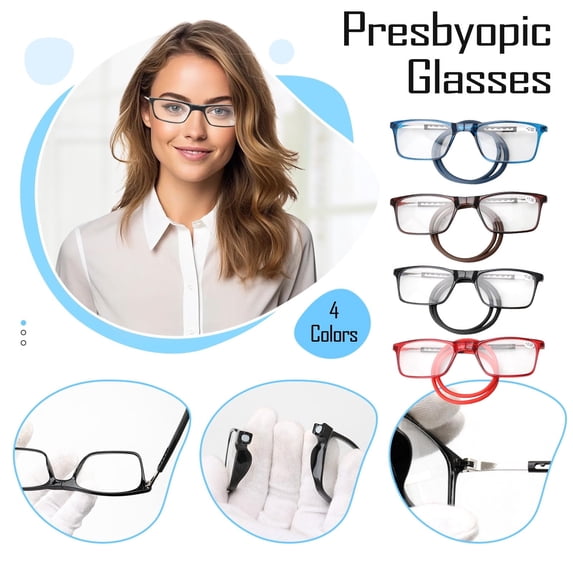 Men'S Reading Glasses Hanging Folding Magnetic Front Click Connect Neck Computer Readers Lightweight Eyeglasses Black 2.0