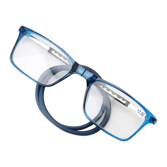 Men'S Reading Glasses Hanging Folding Magnetic Front Click Connect Neck Computer Readers Lightweight Eyeglasses Blue 2.5