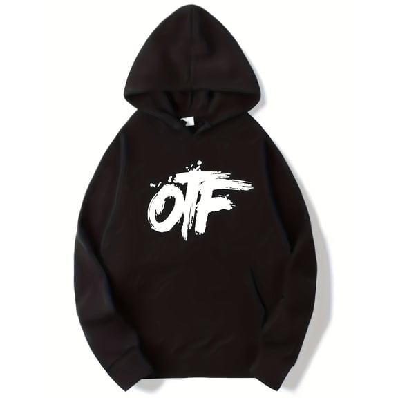 Men'S Red OTF Graffiti Print Hoodie - Pullover Sweatshirt, Unisex Style, Young Adults, Street Style, Trendy Sweatshirt