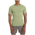 thumbnail image 1 of Men'S Reglan Ribbed Short Sleeve Shirts Summer Plain&nbsp;Crewneck Stretch T-Shirts Lightweight Breathable Athletic Outdoor Tees, 1 of 7