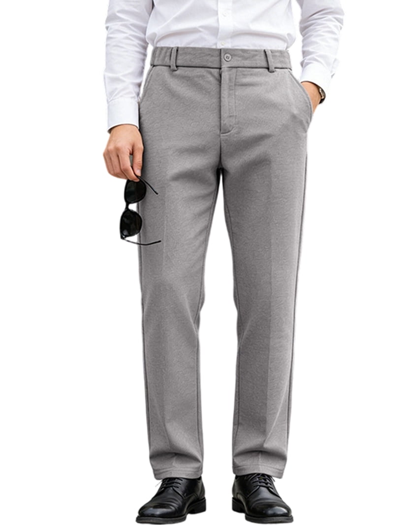 Men'S Regular Fit Dress Pants Casual Slim Fit Faux Wool Casual Business ...