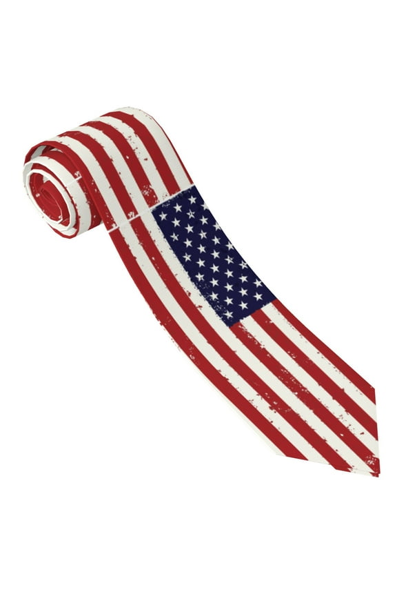 Men'S Retro America Flag Tie Fashion Causal Printed Necktie