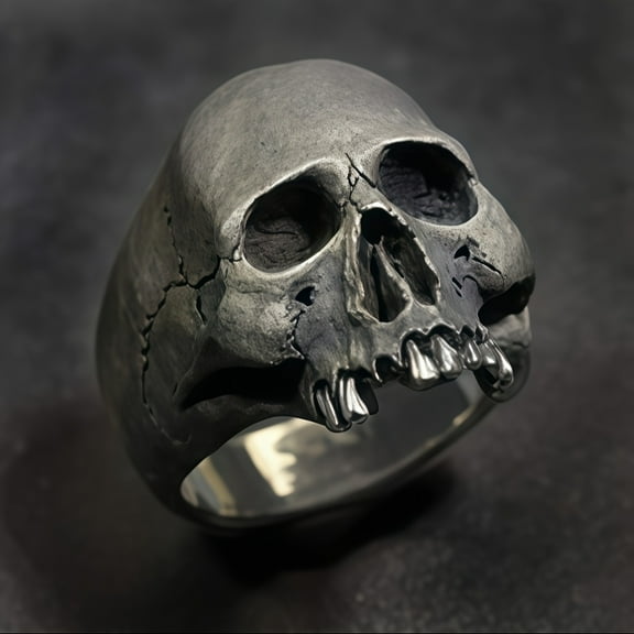 Men'S Retro Punk Skull Ring - Hip-Hop Style, 201 Stainless Steel, Perfect for Parties & Halloween,10