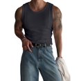 thumbnail image 1 of Men'S Ribbed Knit Form-Fitting Workout Wide Shoulder Tank Top Carbon Gray XXXL, 1 of 8