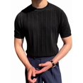 thumbnail image 1 of Men'S Round Neck Short Sleeve Thin Bottoming Shirt Casual Ribbed Knitted Pullover Top Solid Color T-Shirt, 1 of 7
