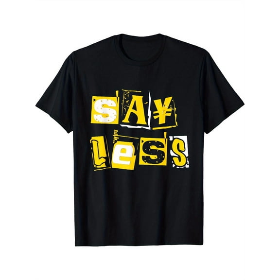 Men'S "SAYLESS" Graphic Cotton Tee - Black with Bold Yellow & White Print, Round Neck, Short Sleeve, Medium Stretch, Ideal for Casual & Daily Wear, Machine Washable
