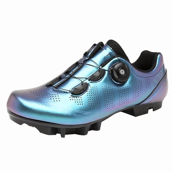 Men'S SPD Compatible Cycling Shoes, Lightweight Breathable Design, Rotating Buckle Closure, TPU Sole, Suitable for Mountain Biking, Cycling Sneakers, White/Black/Blue/Red, Professional Casual Riding